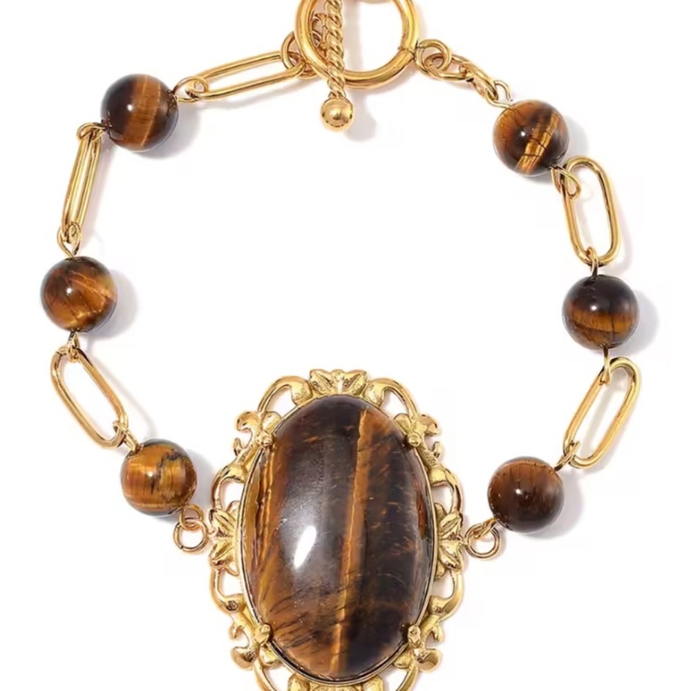 Tiger’s Eye Gold and Brown Beaded Bracelet NWT